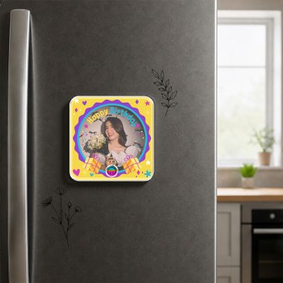 Personalized Happy Birthday Musical Fridge Magnet with Music Speaker Birthday Gift for Girlfriend, Wife, Sister & Friends Rechargeable Sound Speaker, Birthday Return Gift Idea